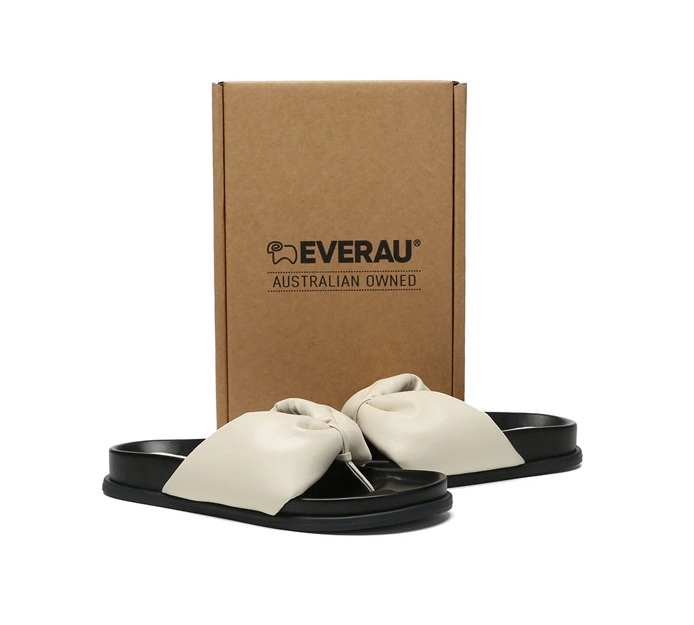 Women Leather Bow Thong Summer Sandals Bubble - Image 5