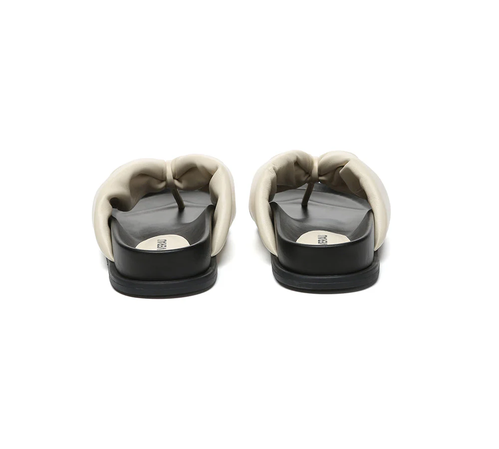 Women Leather Bow Thong Summer Sandals Bubble - Image 8