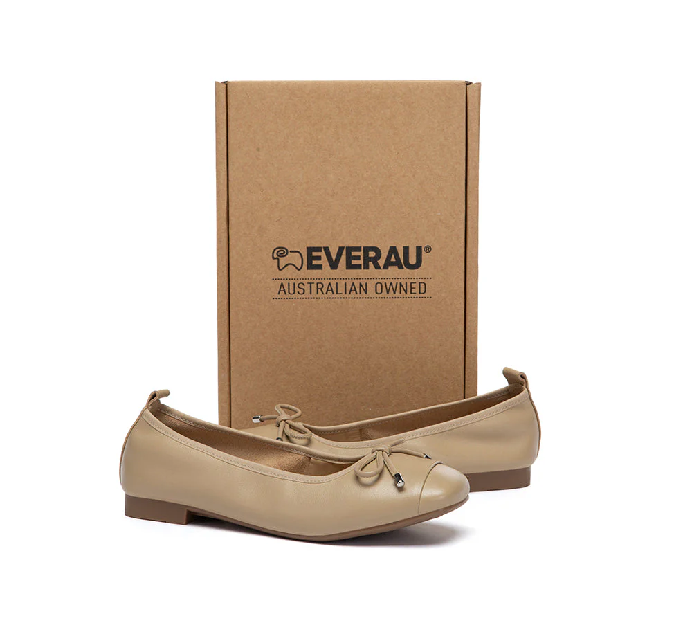 Women Leather Bow Ultra Soft Ballet Flats Suvel - Image 4