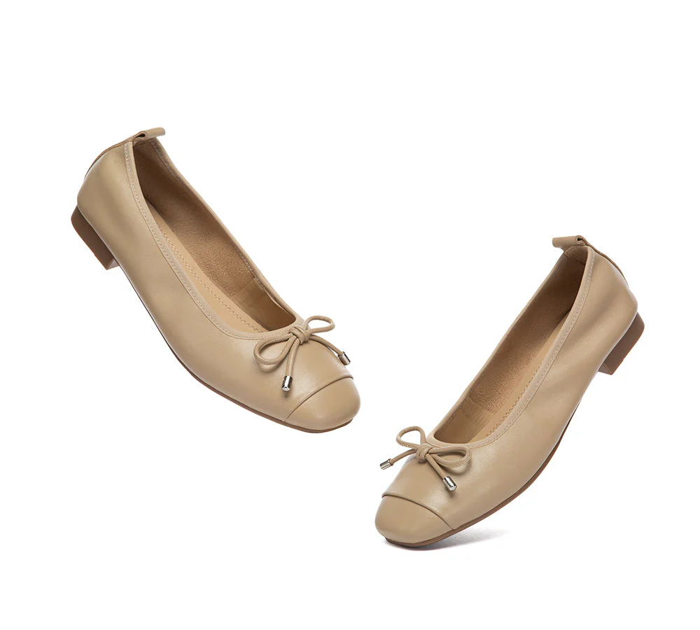 Women Leather Bow Ultra Soft Ballet Flats Suvel - Image 5