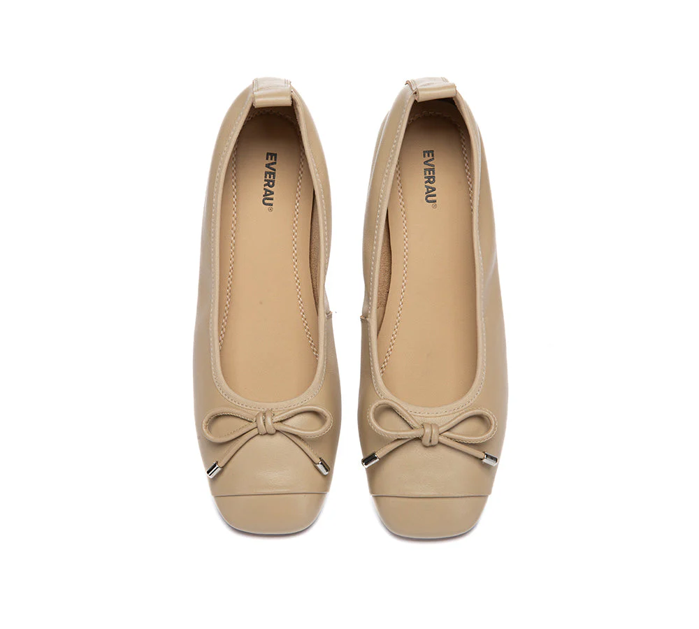 Women Leather Bow Ultra Soft Ballet Flats Suvel - Image 6
