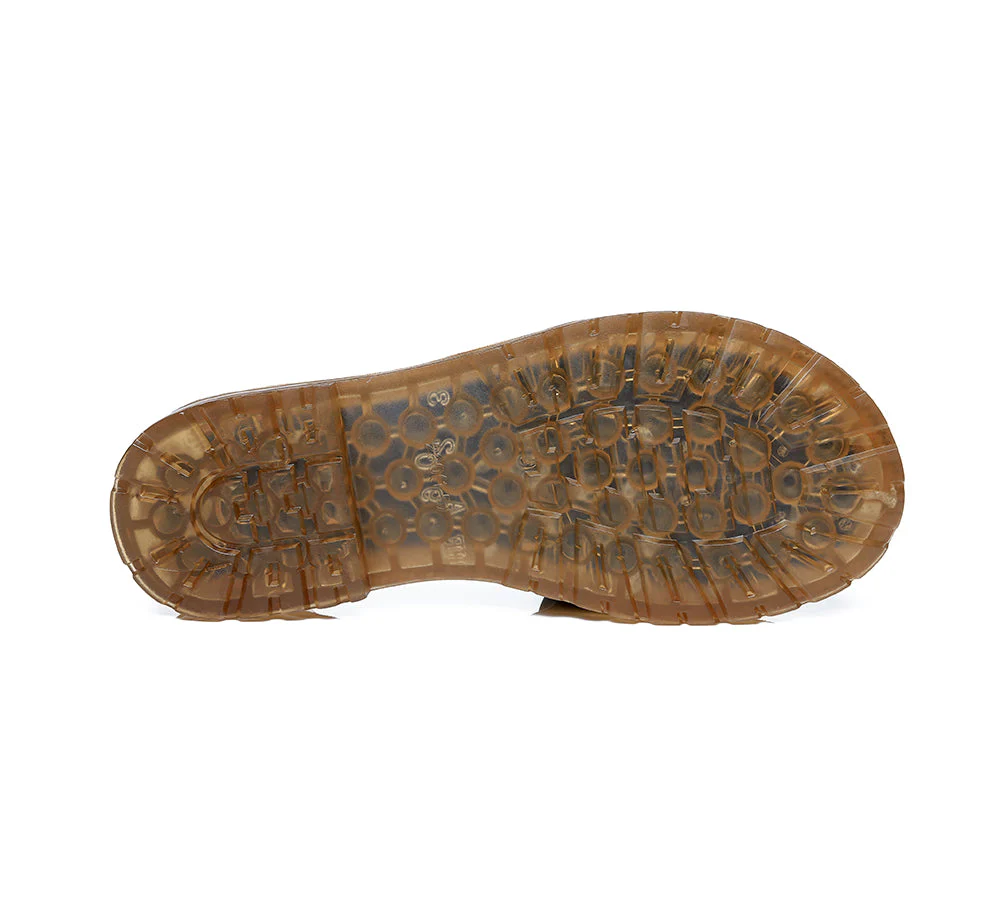 Women Leather Flats Slides Sandals With Pearls Linita - Image 13