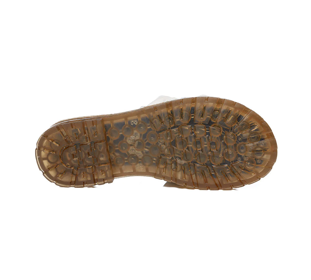 Women Leather Flats Slides Sandals With Pearls Linita - Image 7