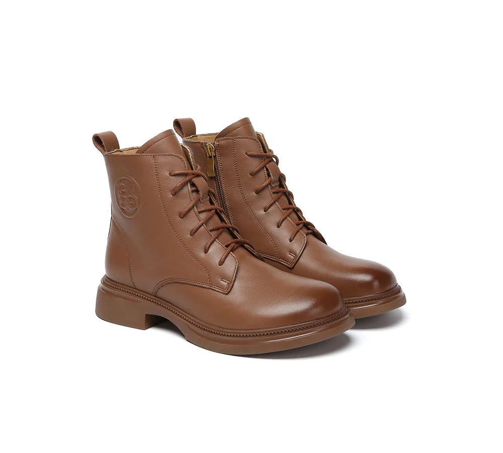 Women Leather Lace Up Ankle Boots Gabriela - Image 3