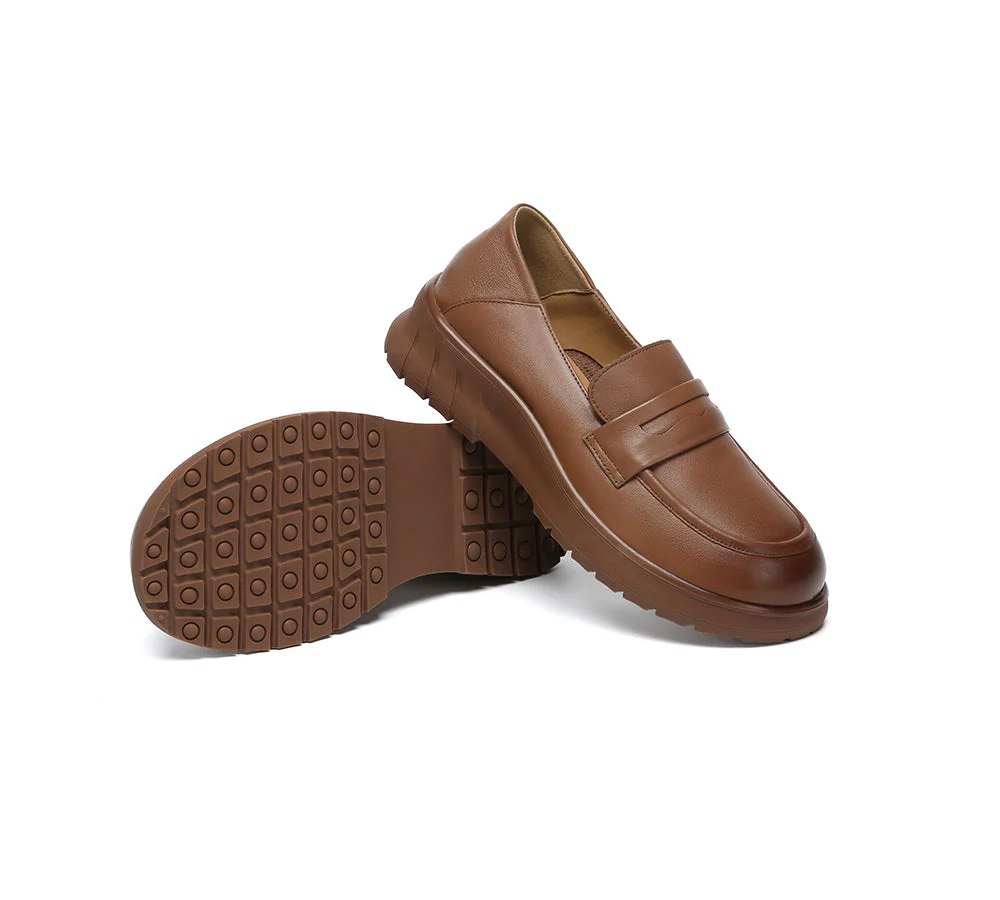 Women Leather Loafers Flexible Heel Flats Pansy - Image 3