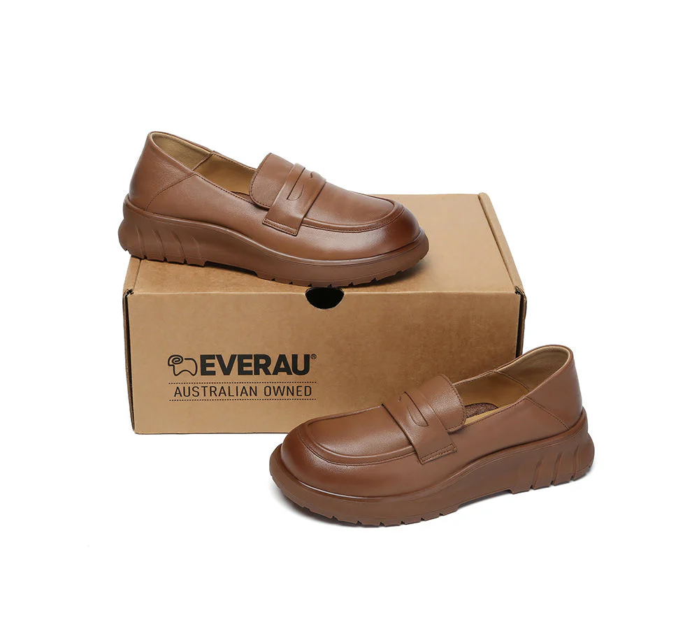 Women Leather Loafers Flexible Heel Flats Pansy - Image 4