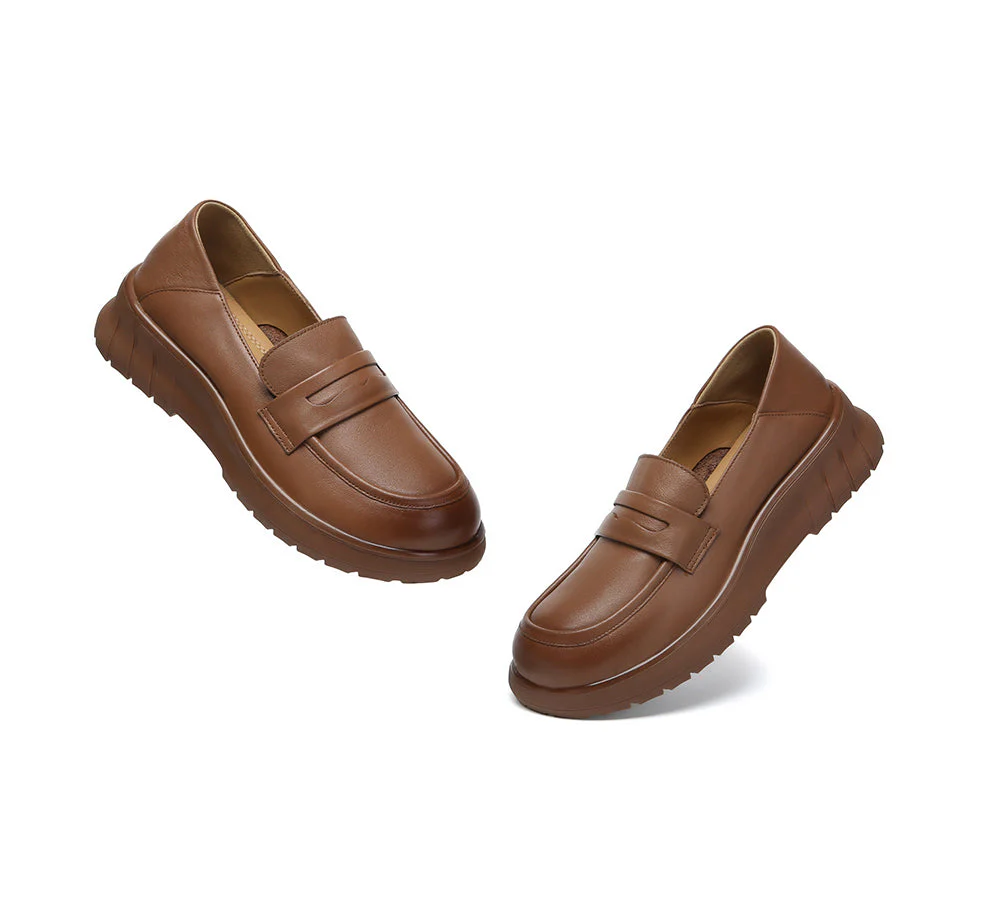 Women Leather Loafers Flexible Heel Flats Pansy - Image 5