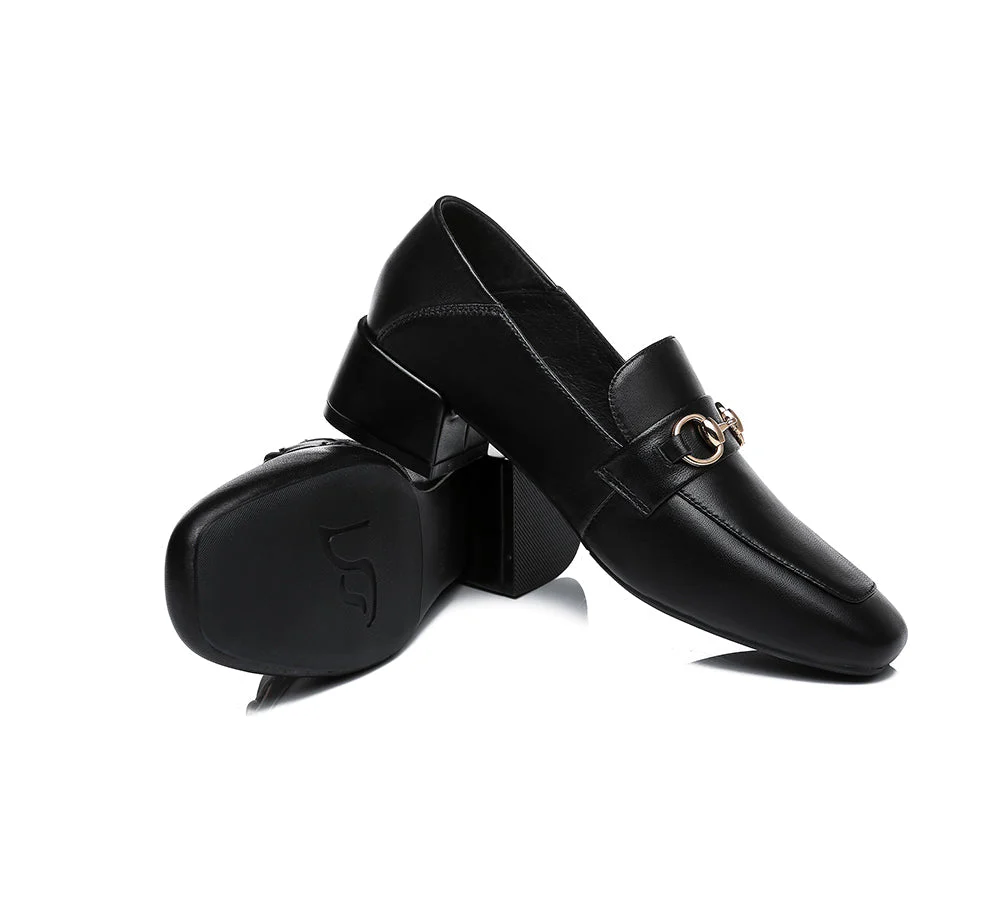 Women Leather Low Block Heels Mia - Image 10