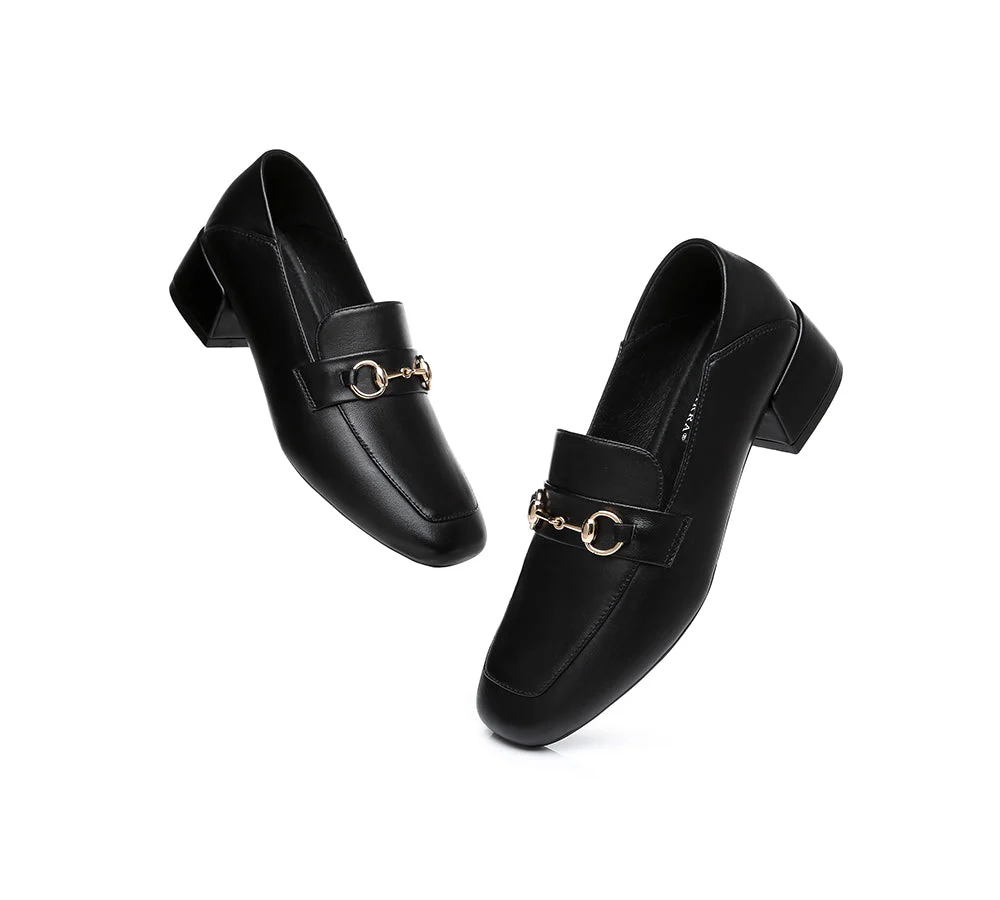 Women Leather Low Block Heels Mia - Image 12