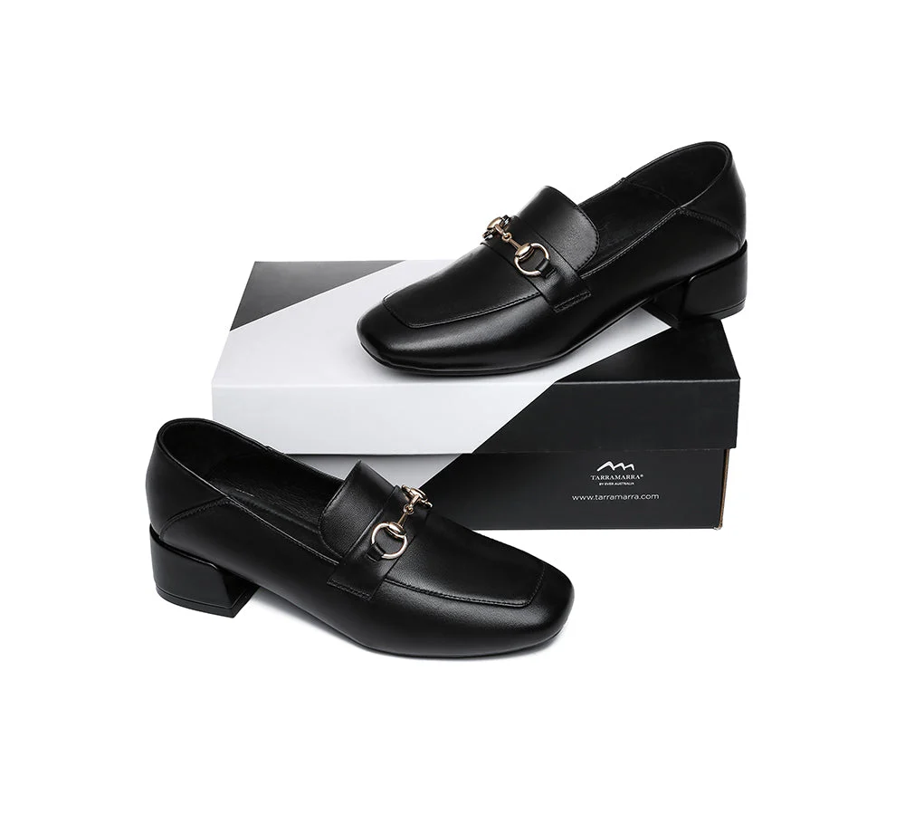 Women Leather Low Block Heels Mia - Image 13