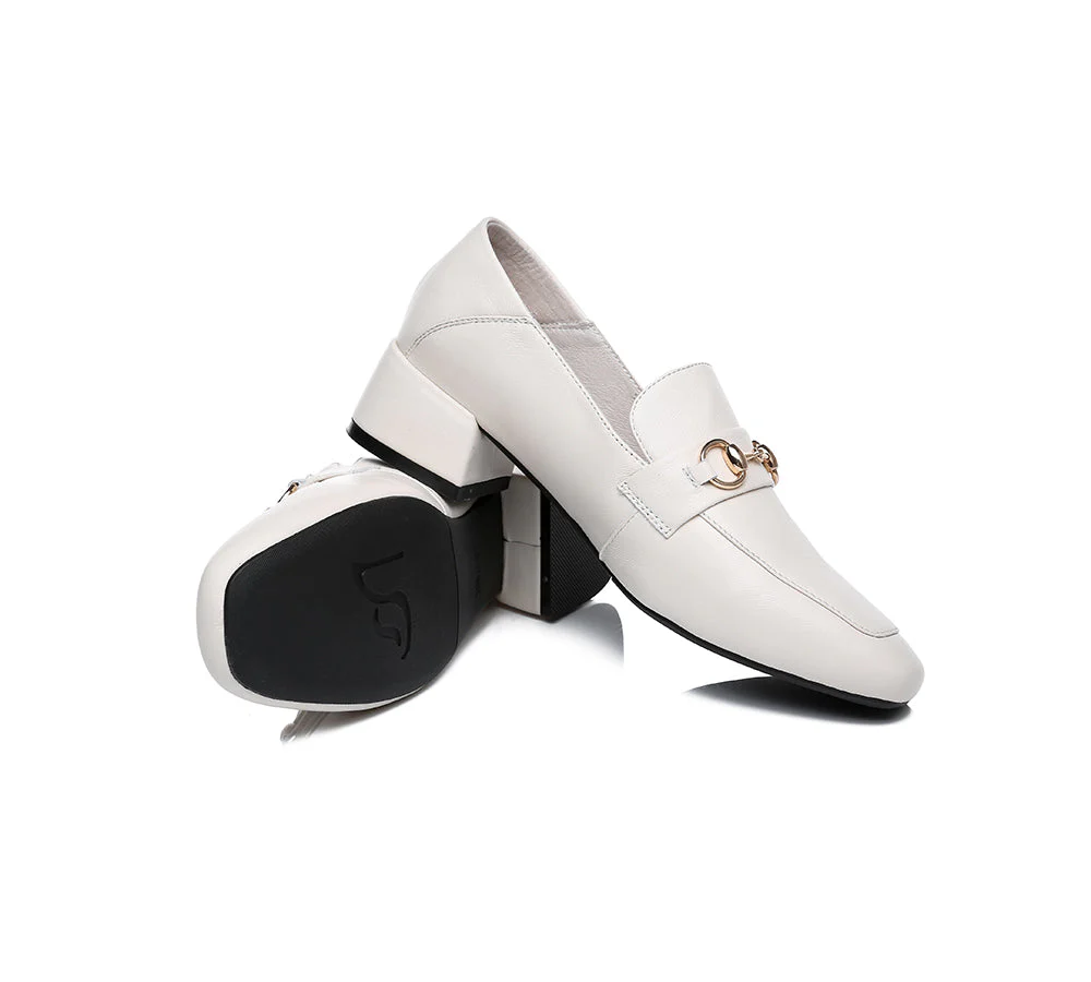 Women Leather Low Block Heels Mia - Image 5