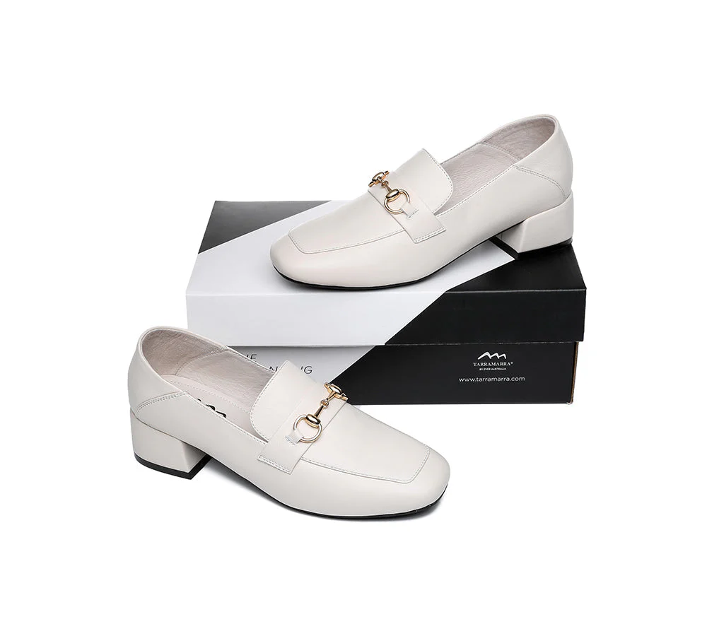 Women Leather Low Block Heels Mia - Image 6