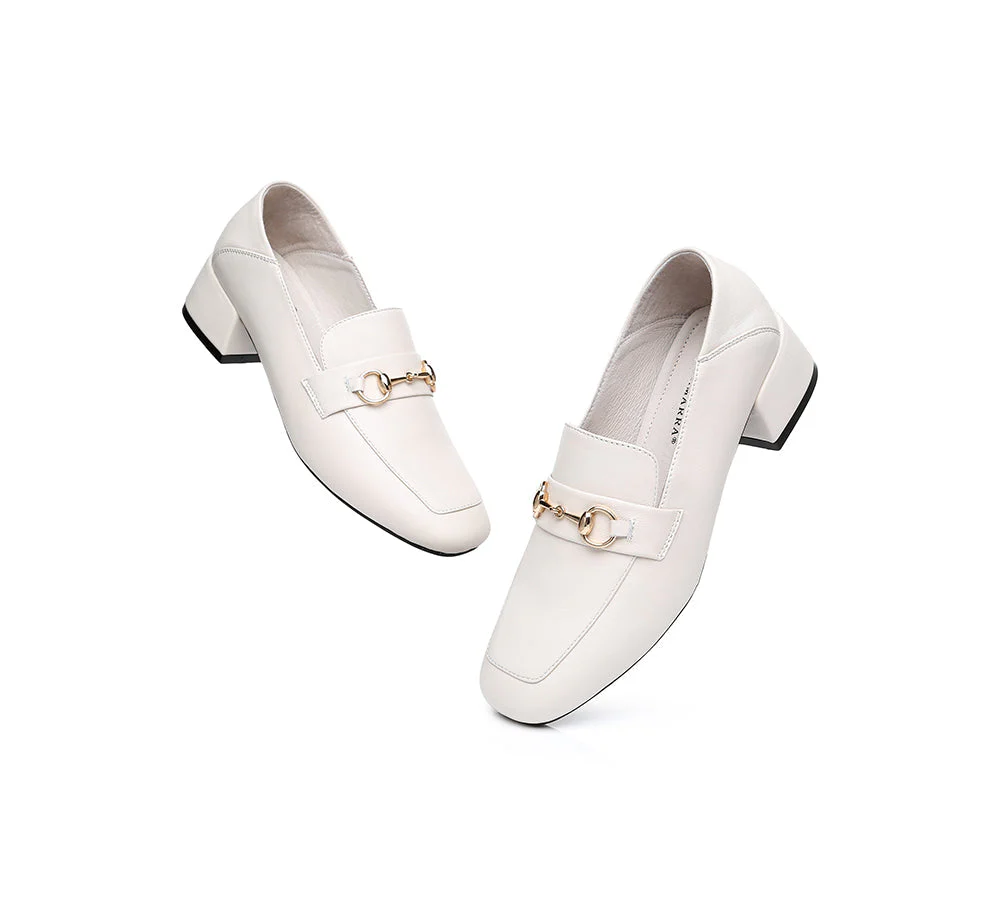 Women Leather Low Block Heels Mia - Image 7