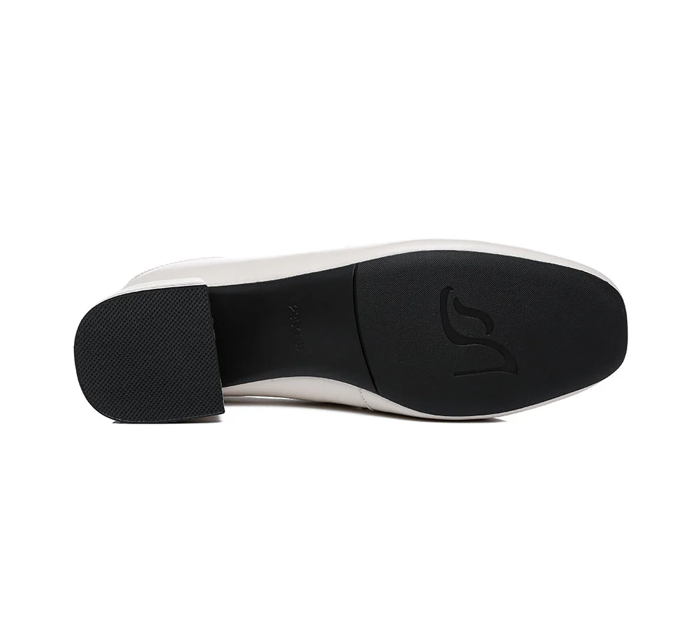 Women Leather Low Block Heels Mia - Image 9