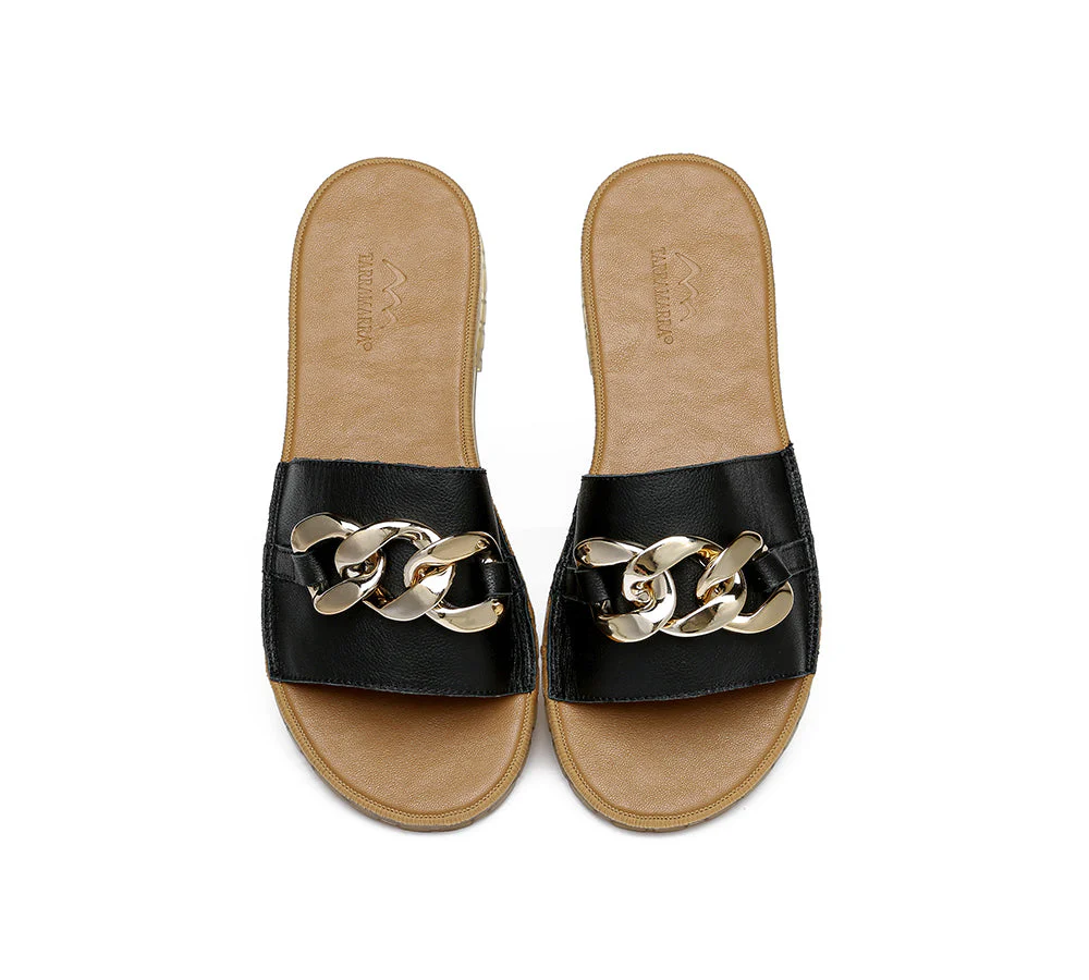 Women Leather Slides Ultra Soft Footbed Flats Jianna - Image 12