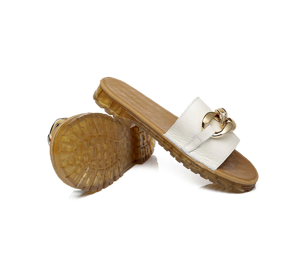 Women Leather Slides Ultra Soft Footbed Flats Jianna - Image 3
