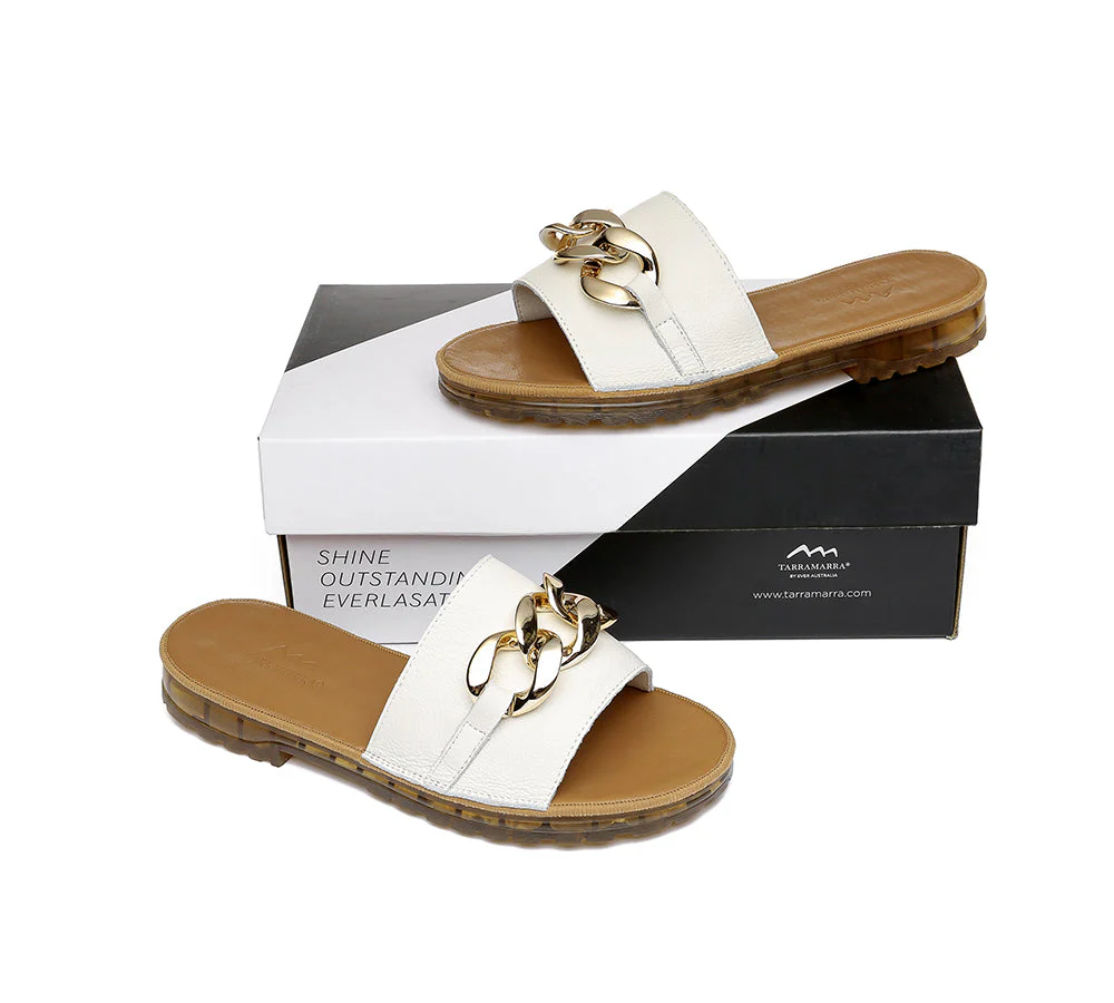 Women Leather Slides Ultra Soft Footbed Flats Jianna - Image 4