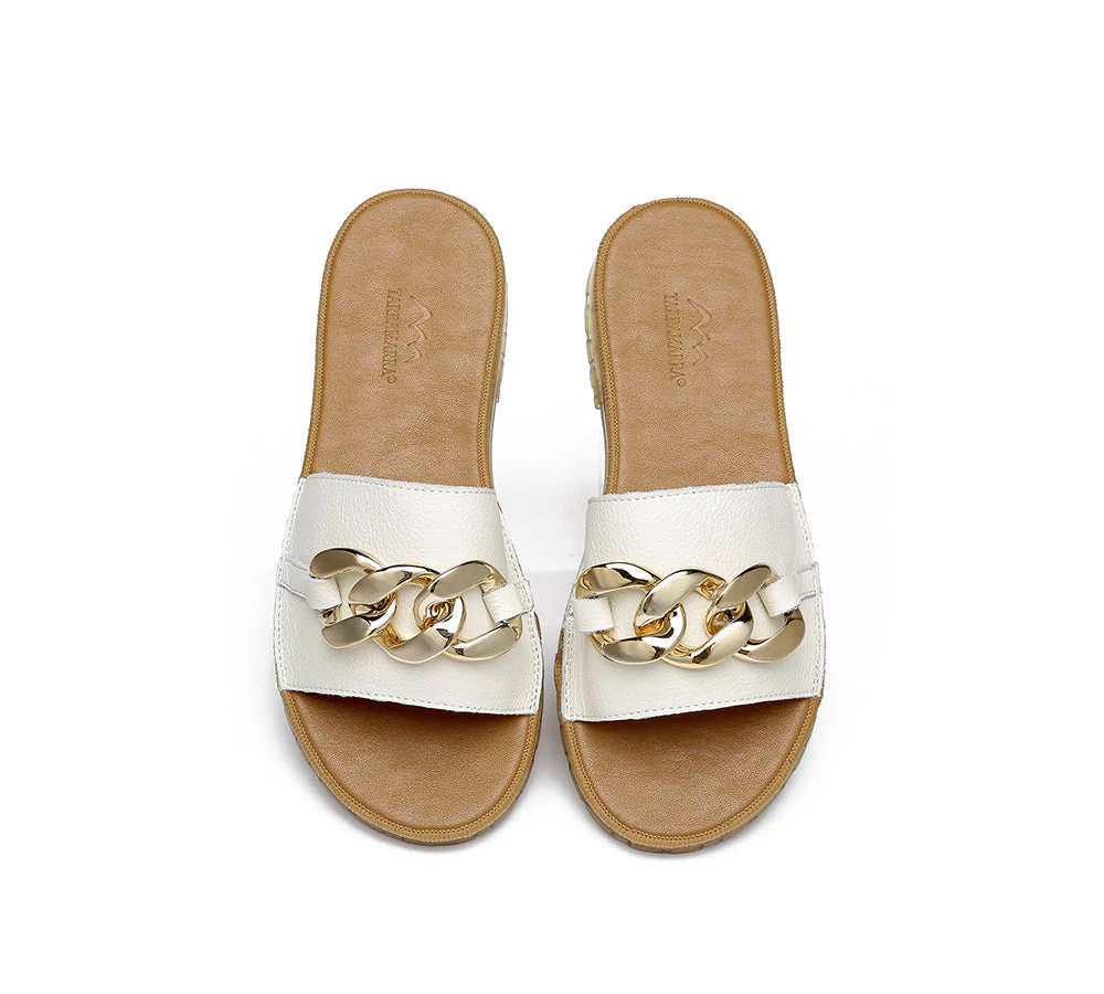 Women Leather Slides Ultra Soft Footbed Flats Jianna - Image 6
