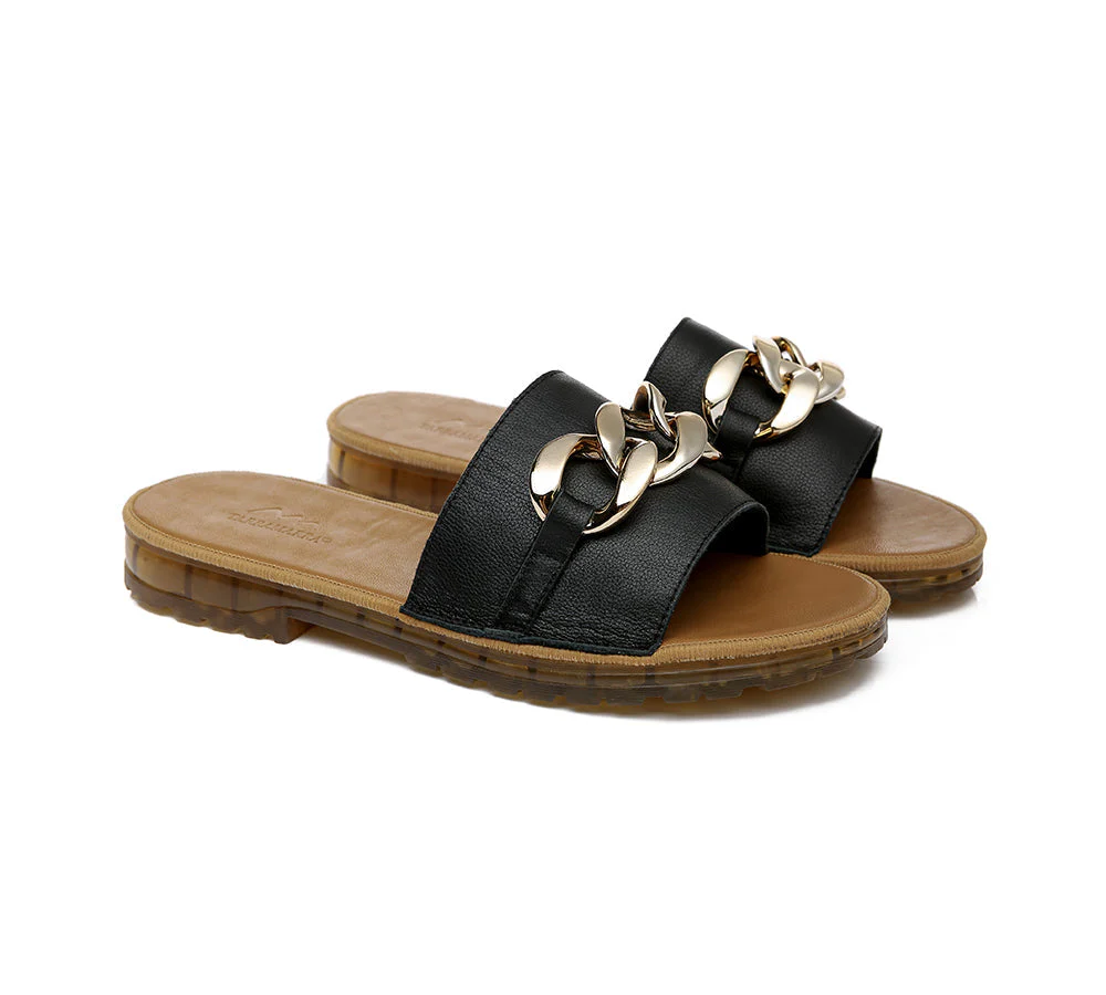 Women Leather Slides Ultra Soft Footbed Flats Jianna - Image 8