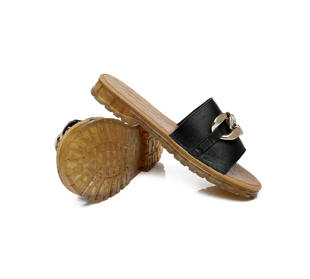 Women Leather Slides Ultra Soft Footbed Flats Jianna - Image 9