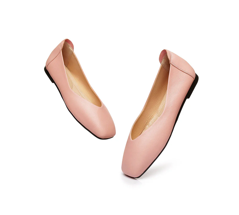 Women Leather Square Toe Ballet Flats Linda - Image 11