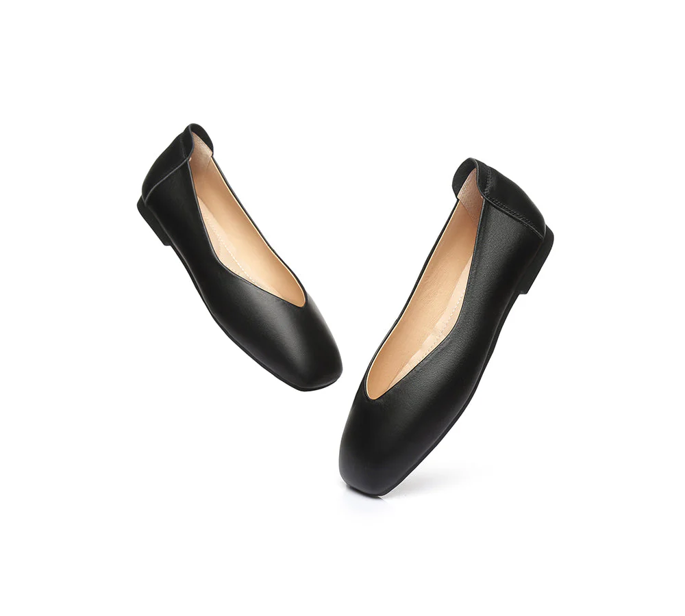 Women Leather Square Toe Ballet Flats Linda - Image 23