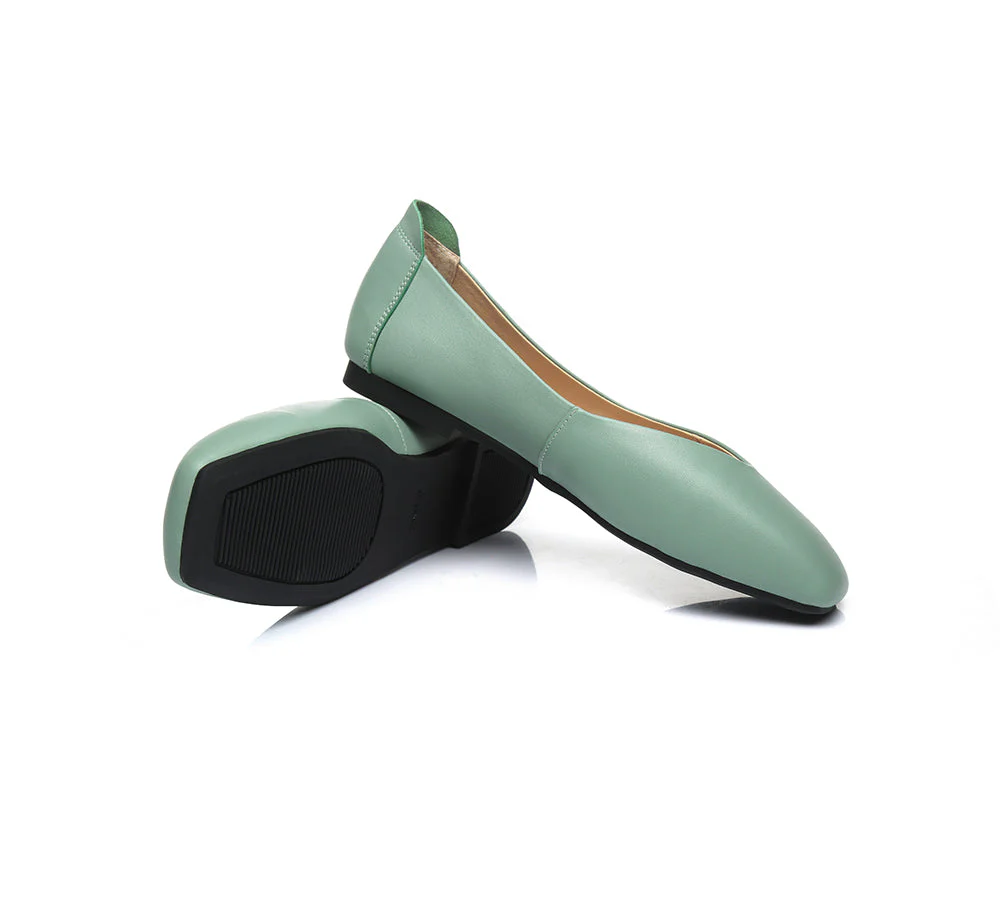 Women Leather Square Toe Ballet Flats Linda - Image 3