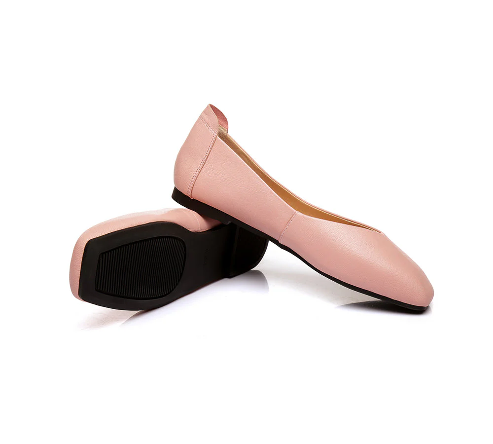 Women Leather Square Toe Ballet Flats Linda - Image 9