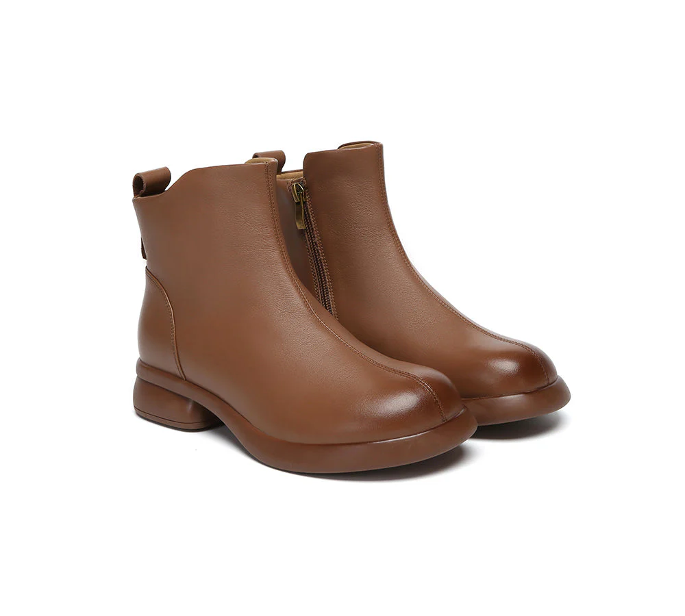 Women Leather Zipper Ankle Boots Chapple - Image 3