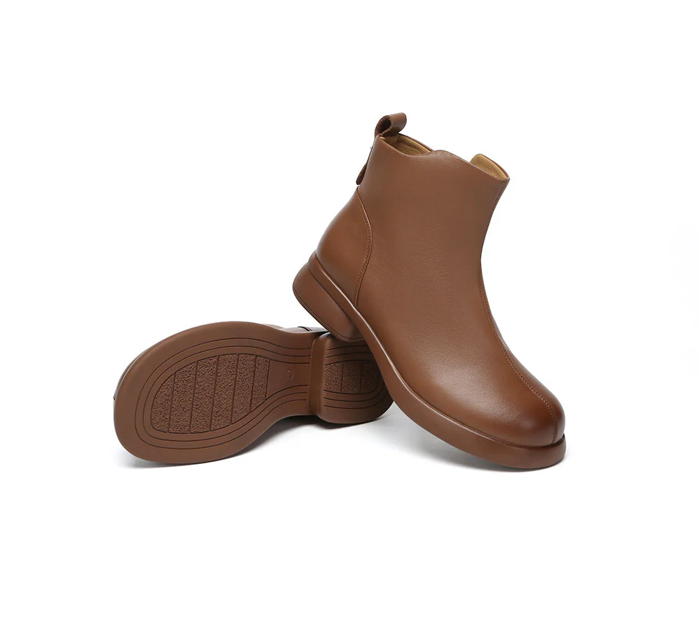 Women Leather Zipper Ankle Boots Chapple - Image 4