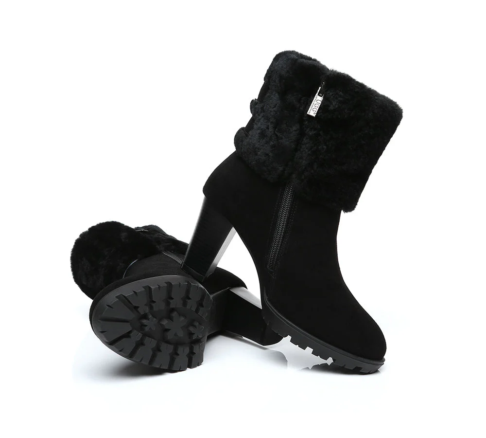 Women Shearling Zippered Heels Fashion Boots Candice - Image 10