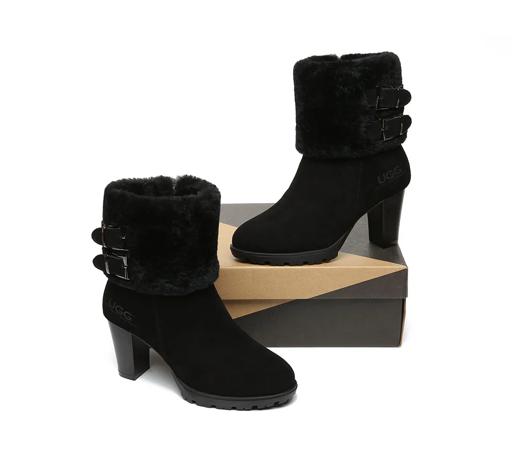 Women Shearling Zippered Heels Fashion Boots Candice - Image 11