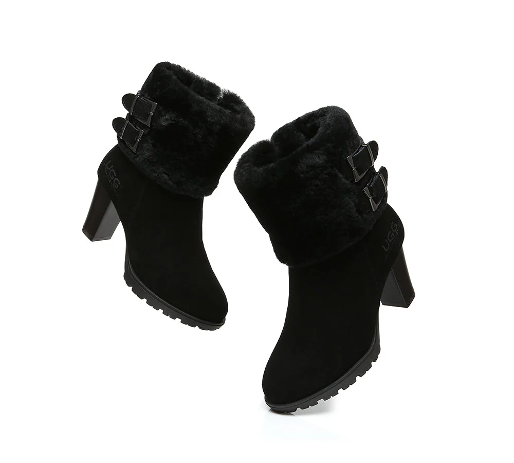 Women Shearling Zippered Heels Fashion Boots Candice - Image 12