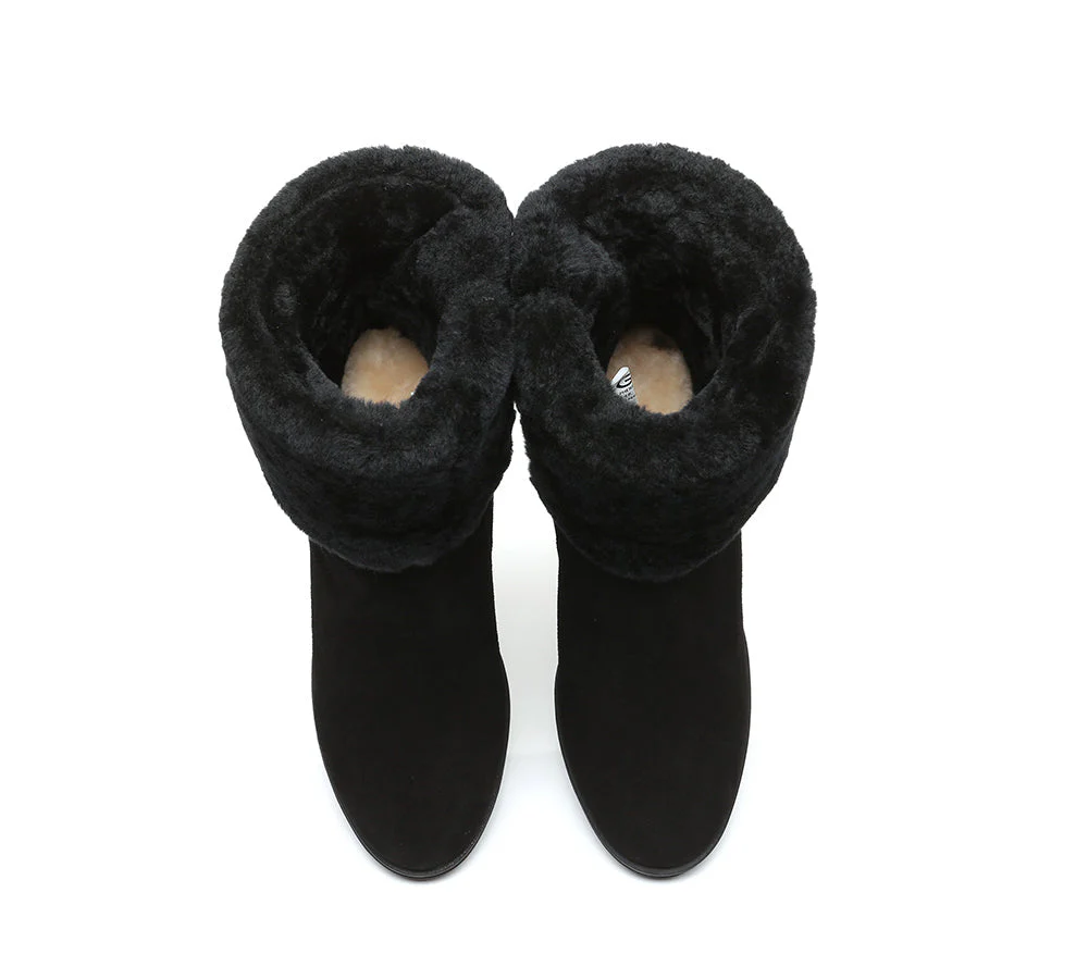 Women Shearling Zippered Heels Fashion Boots Candice - Image 13