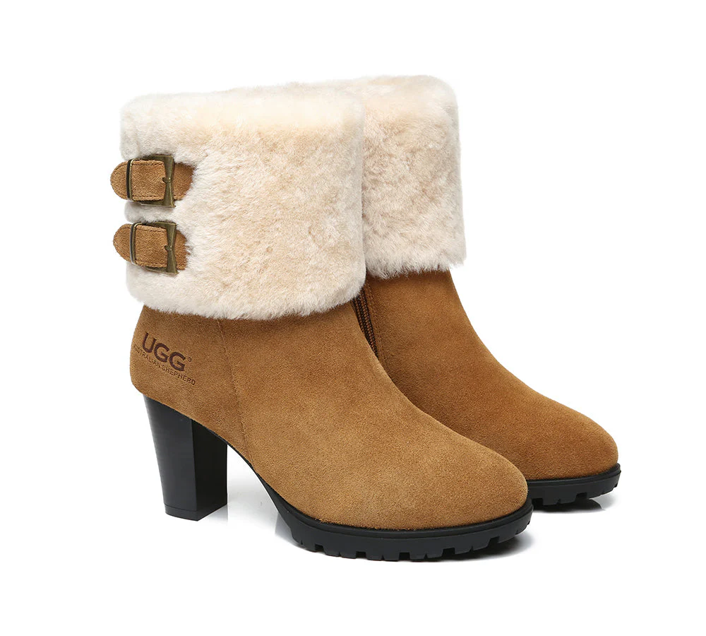 Women Shearling Zippered Heels Fashion Boots Candice - Image 3