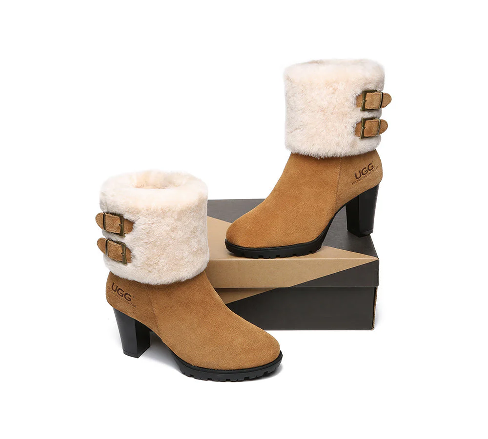 Women Shearling Zippered Heels Fashion Boots Candice - Image 5