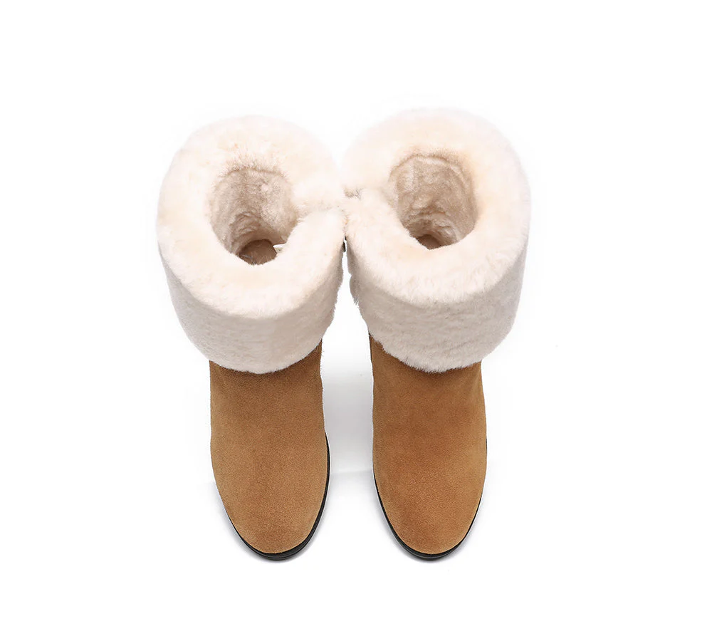 Women Shearling Zippered Heels Fashion Boots Candice - Image 7