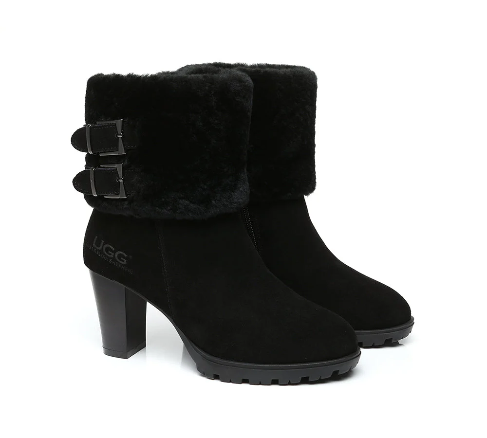 Women Shearling Zippered Heels Fashion Boots Candice - Image 9