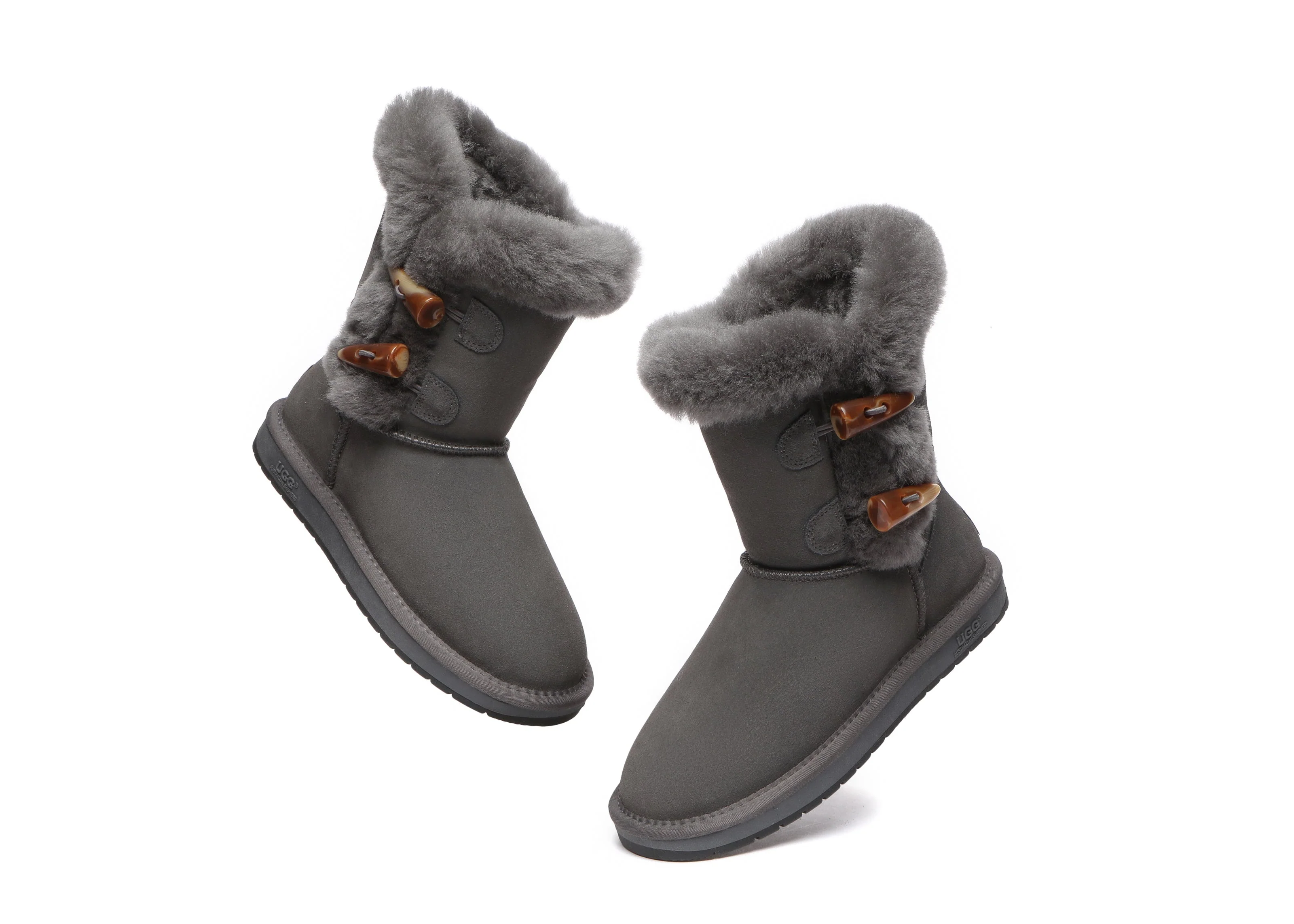 Women Short Boots Talia Twin Face Sheepskin Double Horn Toggle Closure - Image 12