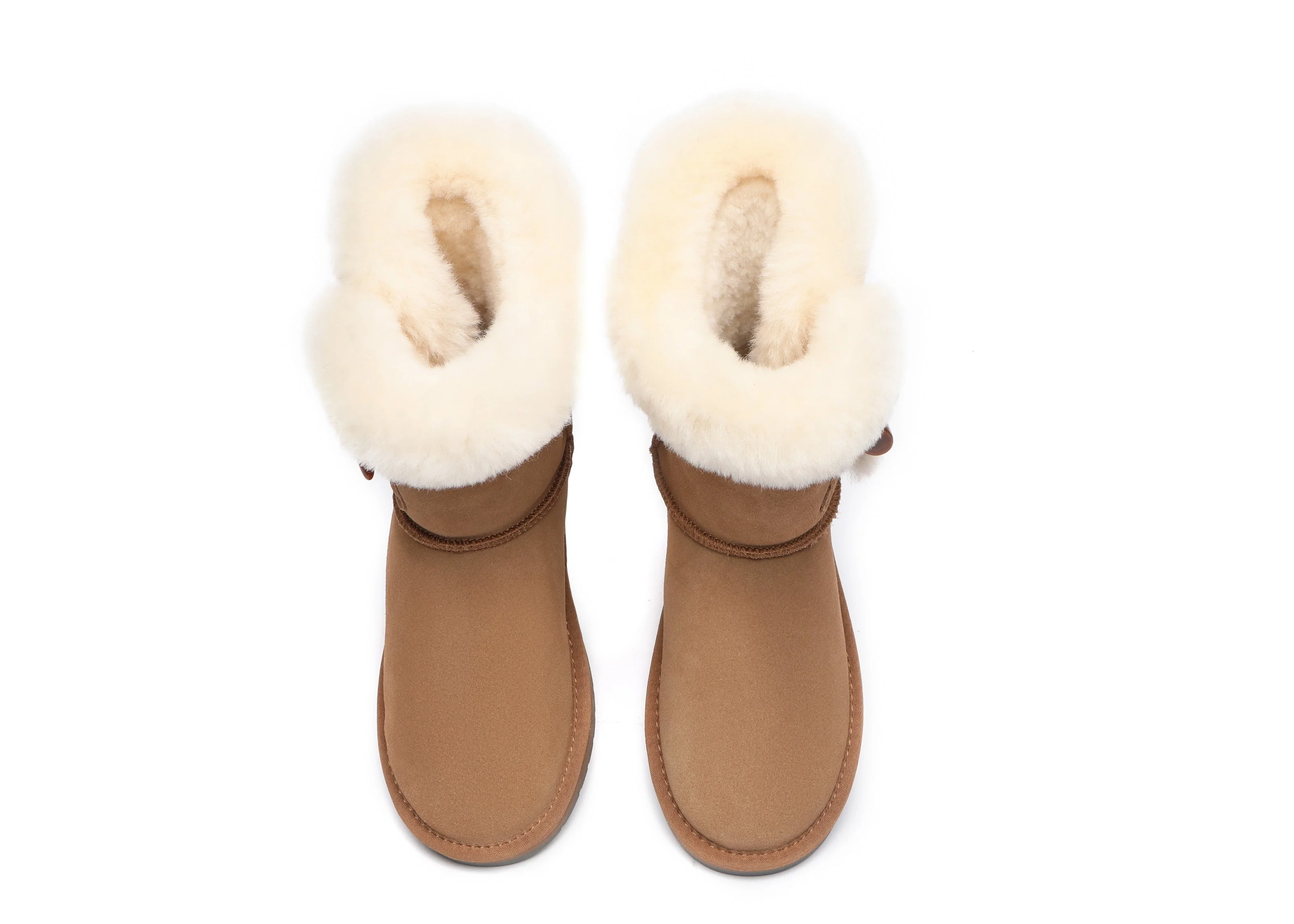Women Short Boots Talia Twin Face Sheepskin Double Horn Toggle Closure - Image 7