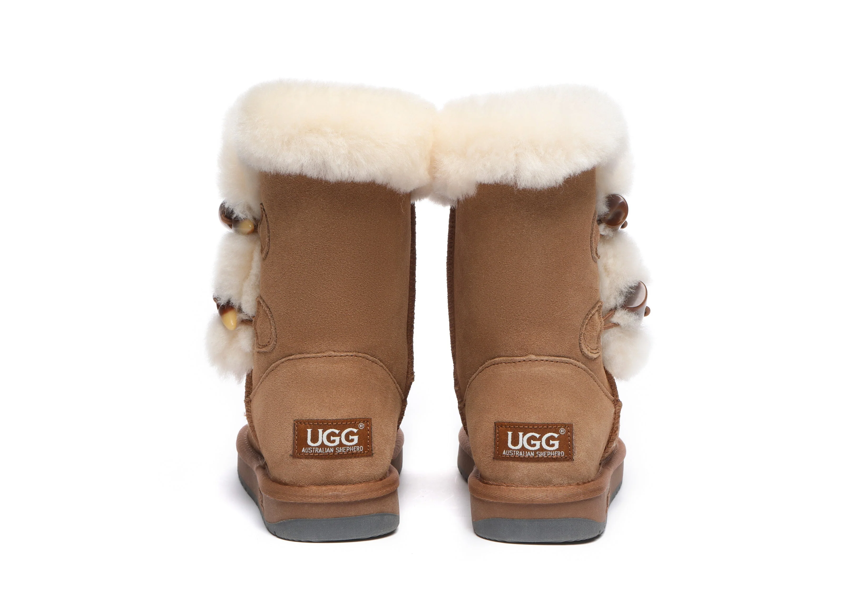 Women Short Boots Talia Twin Face Sheepskin Double Horn Toggle Closure - Image 8