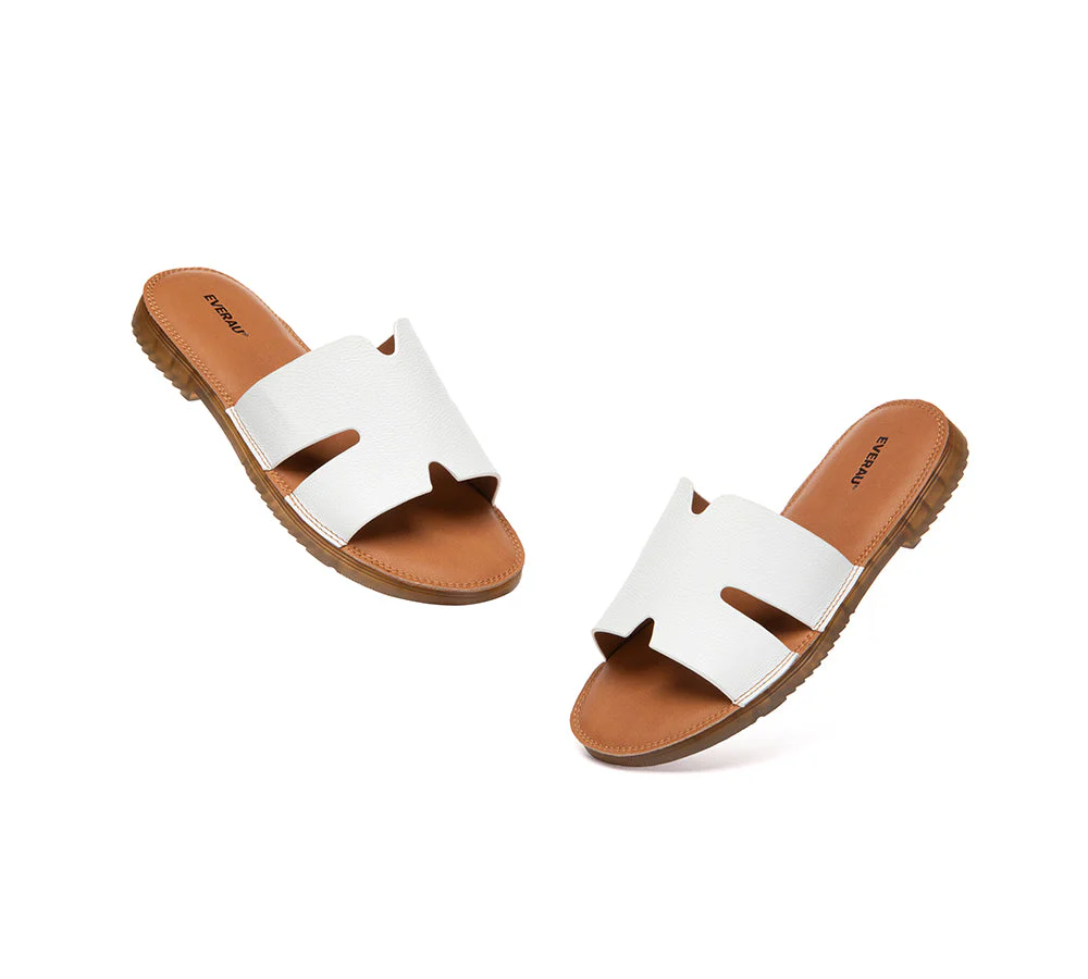 Women Slides Leather Ultra Soft Woven Flat Clovey - Image 12