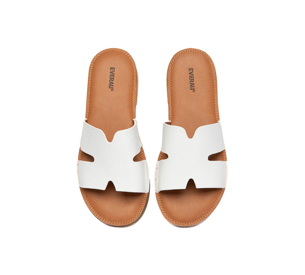 Women Slides Leather Ultra Soft Woven Flat Clovey - Image 13