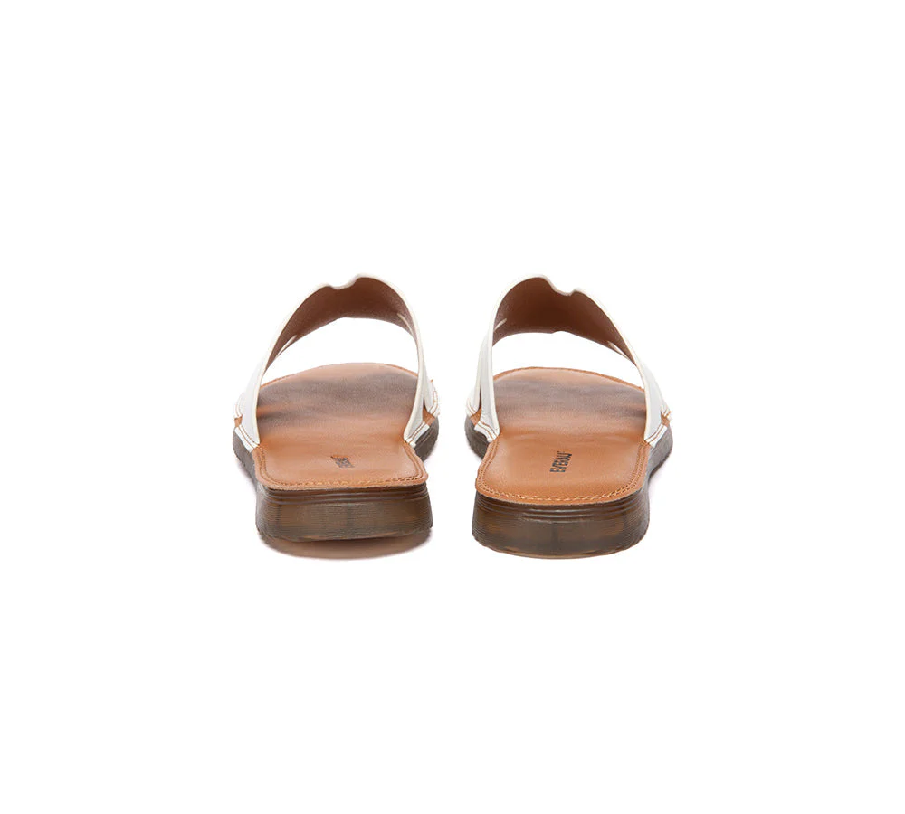 Women Slides Leather Ultra Soft Woven Flat Clovey - Image 14