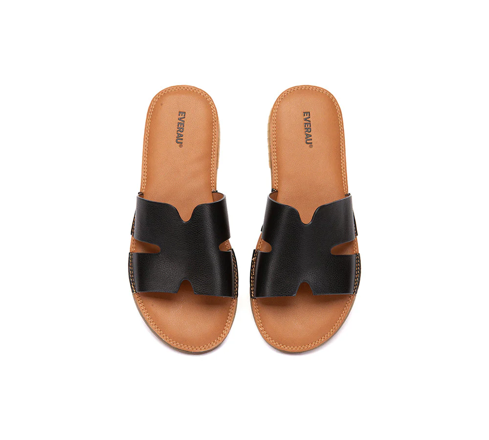Women Slides Leather Ultra Soft Woven Flat Clovey - Image 20