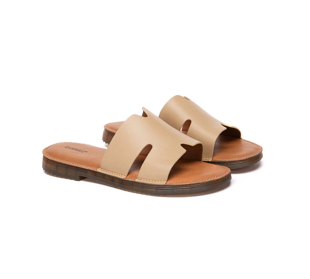 Women Slides Leather Ultra Soft Woven Flat Clovey - Image 3