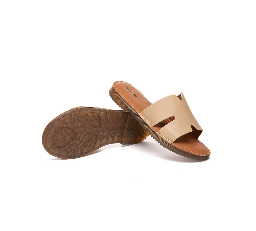 Women Slides Leather Ultra Soft Woven Flat Clovey - Image 4