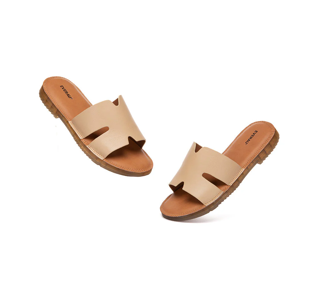 Women Slides Leather Ultra Soft Woven Flat Clovey - Image 5