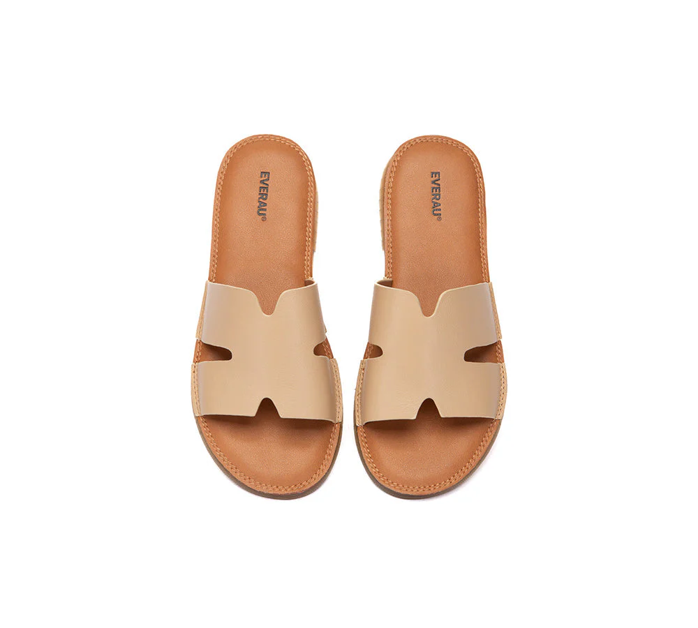 Women Slides Leather Ultra Soft Woven Flat Clovey - Image 6