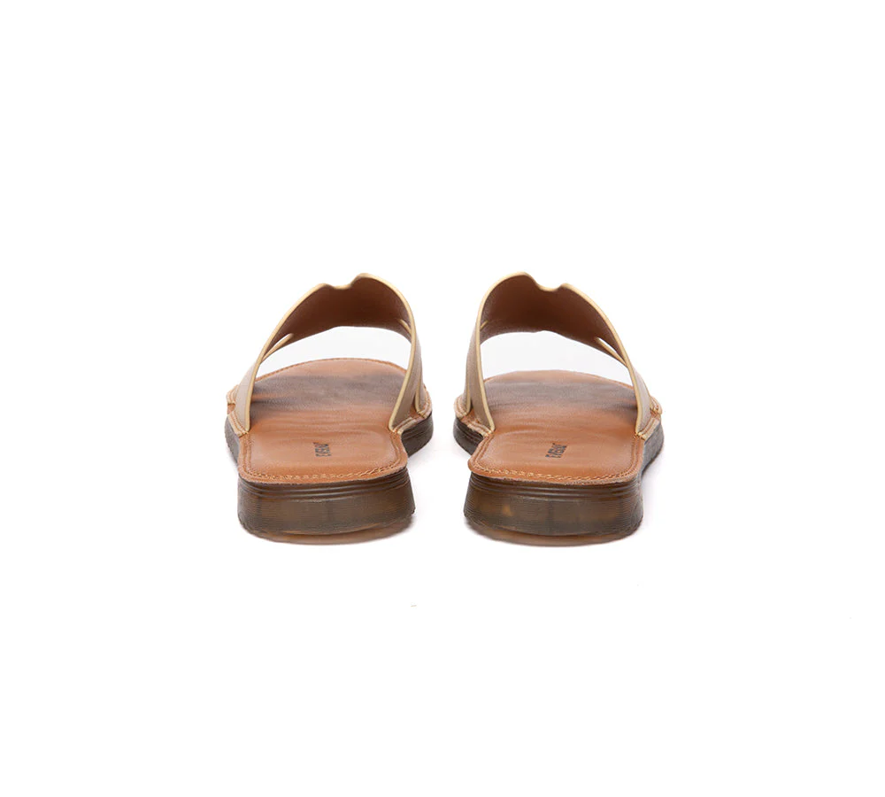Women Slides Leather Ultra Soft Woven Flat Clovey - Image 7